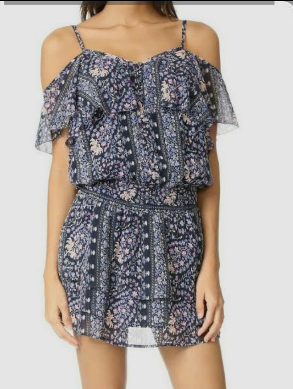 PAIGE | Olympia Boho Chic Silk Floral Cold Shoulder Dress